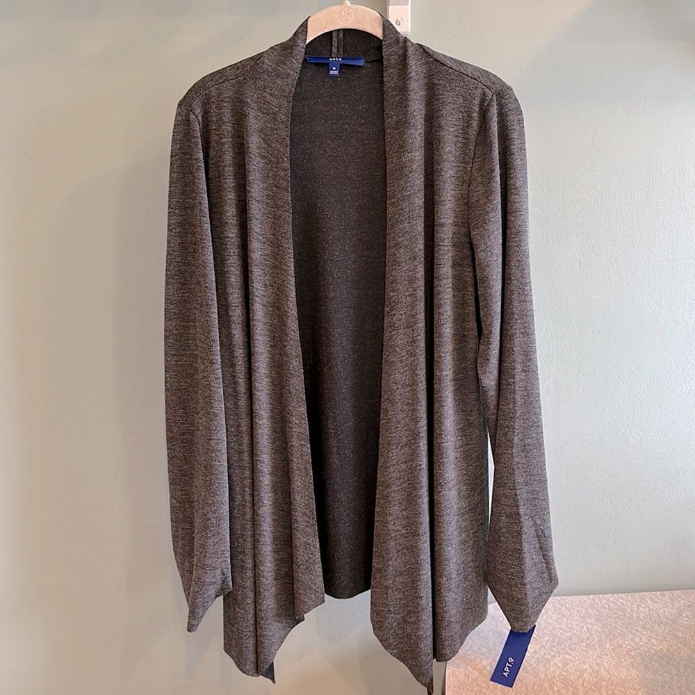 Apt 9 Gray Charcoal Open Front Drape Lightweight Flyaway Cardigan, NEW, Medium